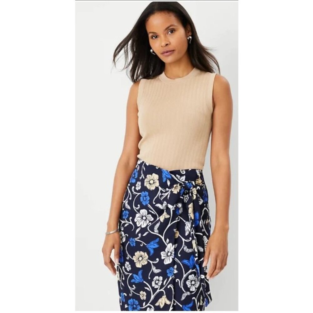 Ann Taylor Ribbed Sweater Shell In Baquette S